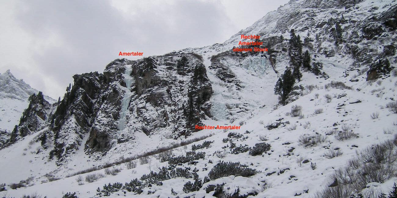 Übersicht der Amertaler Eisfälle