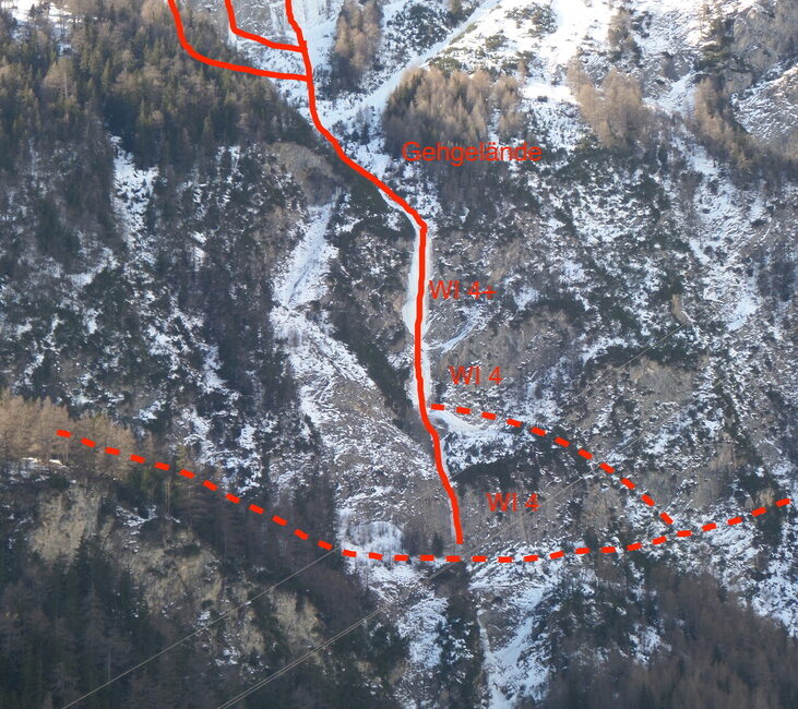 Übersicht der Route "Zedlacher Eisfall"