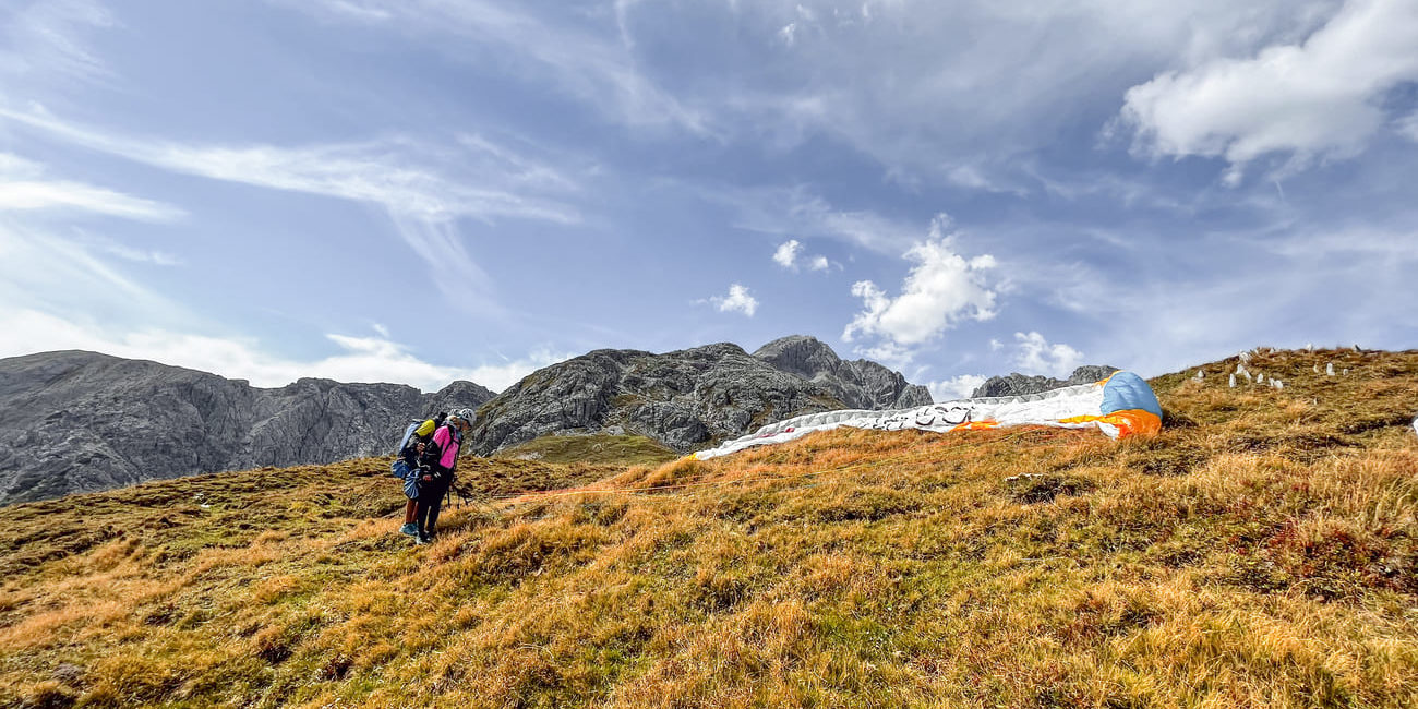 Am unteren Startplatz nach erfolgter Hochstadel Nordwand Besteigung,