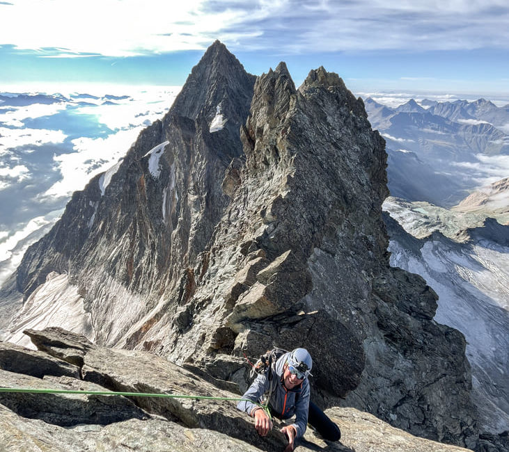 Plattenkletterei an der Glocknerwandüberschreitung