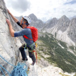 Am zweiten Stand der Route "Supermix" in den Lienzer Dolomiten.